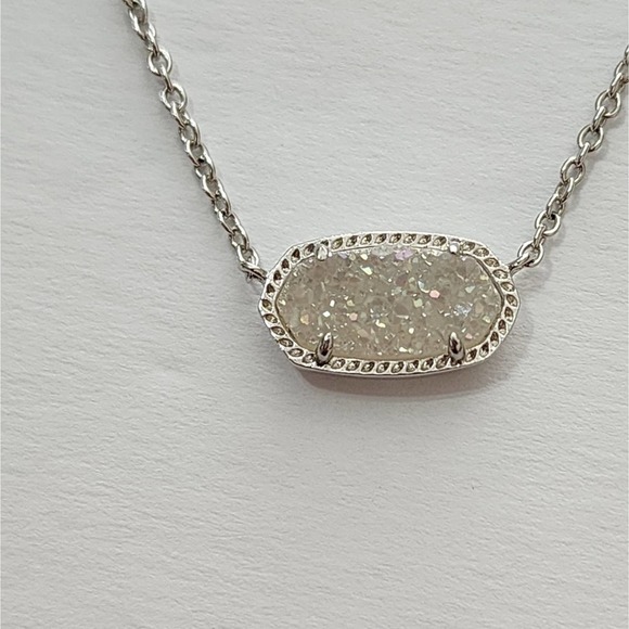 Kendra Scott Elisa necklace in silver with sparkly‎ white Iridescent Opal stone. - Picture 1 of 9